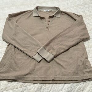 Ekouaer Tan Waffle Knit Long Sleeve